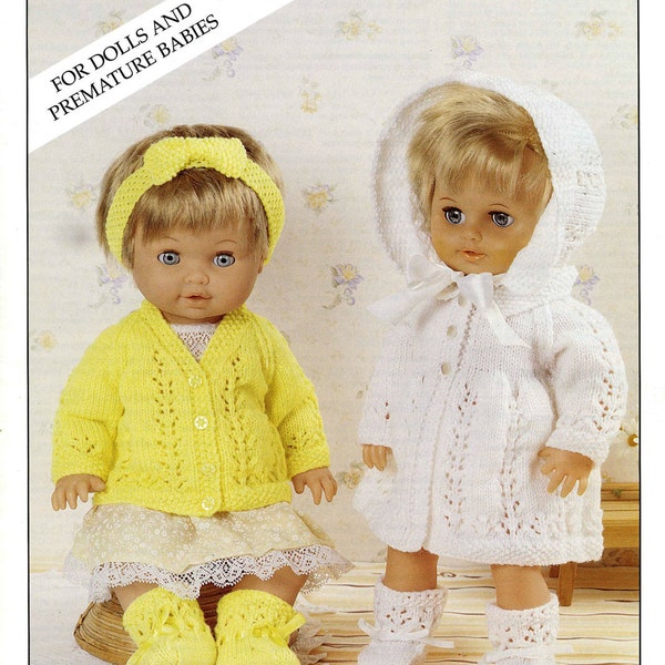 Vintage Outfit for 12"-22" (31-56cm) Doll, Cardigan Set, Matinee Set, Knitting Pattern, 1960/1970 (PDF)  Spectrum 7145