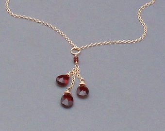 Red Garnet Necklace, Silver, Gold or Rose Gold Filled, Mozambique Garnet, January Birthstone
