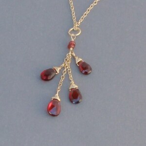 January Birthstone, Red Garnet Necklace, Long Garnet Necklace