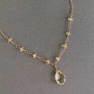 Citrine Necklace, November Birthstone, Citrine Pendant Necklace