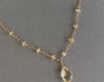 Citrine Necklace, November Birthstone, Citrine Pendant Necklace