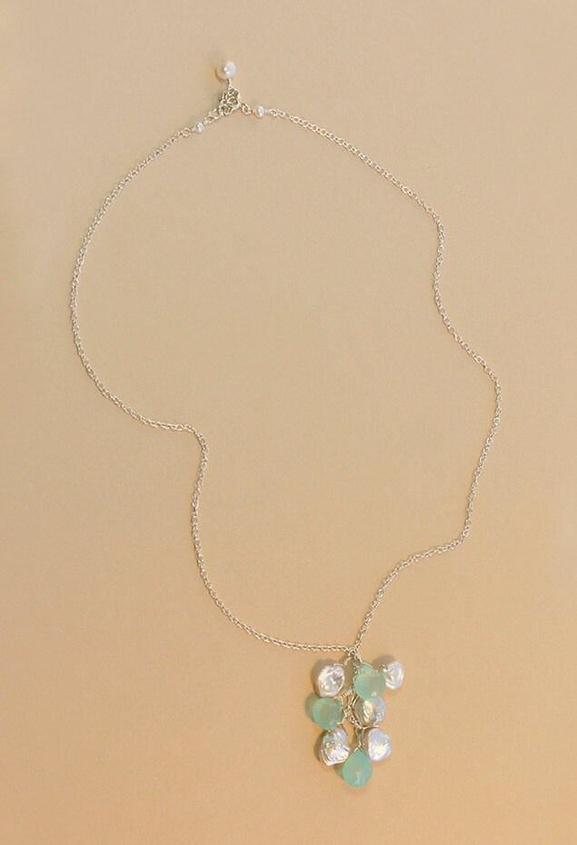 Beach Wedding Necklace Beachy Bridal Jewelry Aqua Blue Etsy