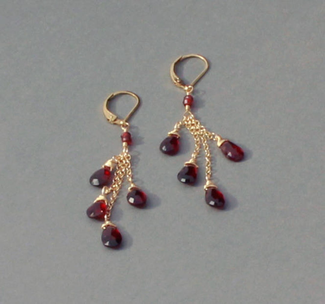 January Birthstone Earrings Rose Gold Filled Red Garnet - Etsy