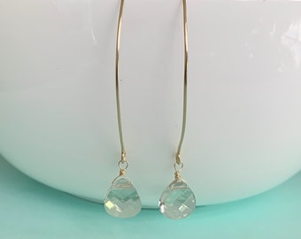 Long Crystal Earrings, Long Teardrop Earring, Bridesmaid Earrings, Silver Long Earrings, Long Dangle Earrings