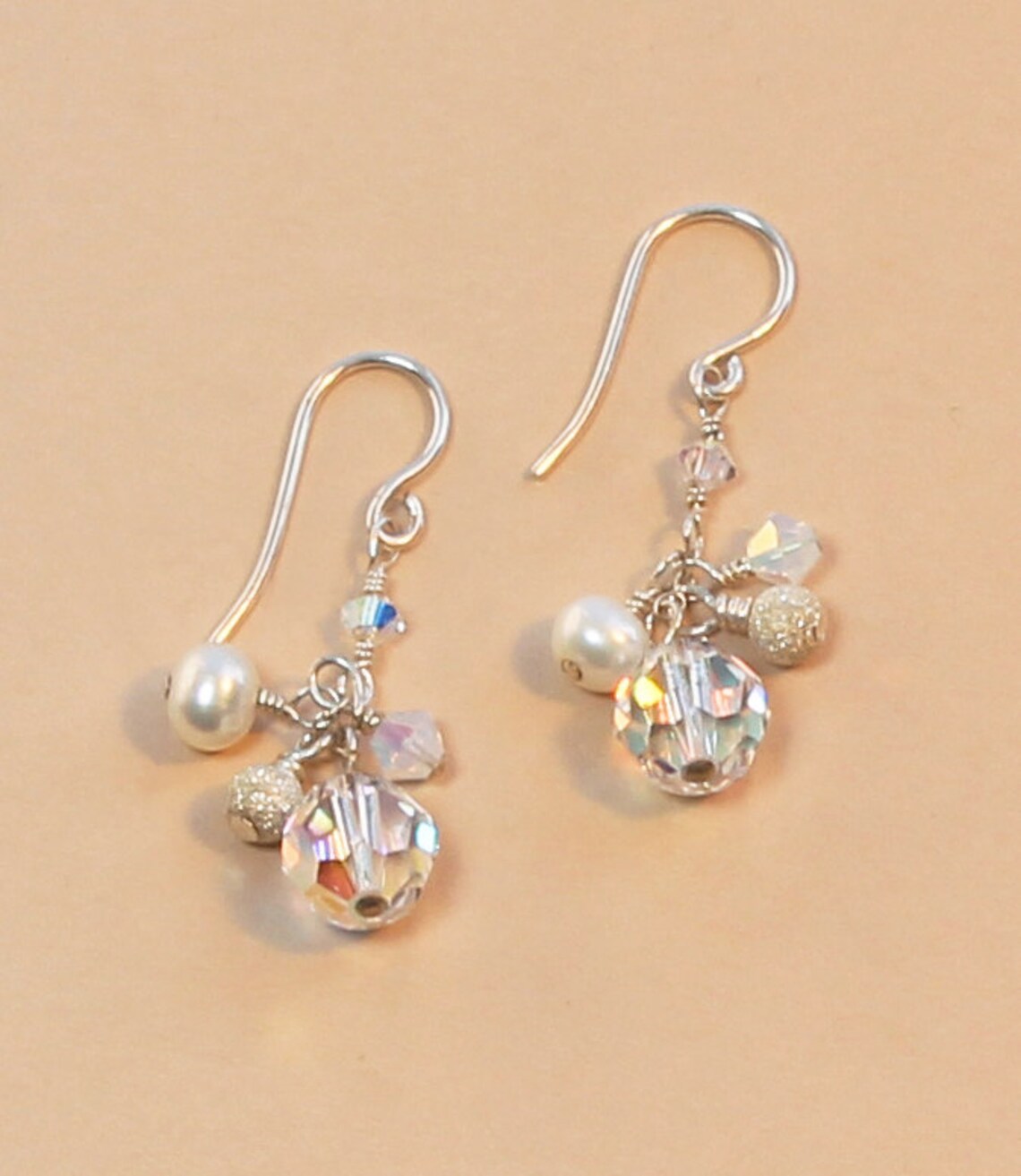 Crystal Bridal Earrings Swarovski Bridal Earrings White Etsy