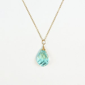 Aqua Necklace, Beach Wedding Jewelry, Ocean Quartz Necklace, Bridesmaid Gift Necklace, Aqua Blue, Beach Bridesmaid Gift