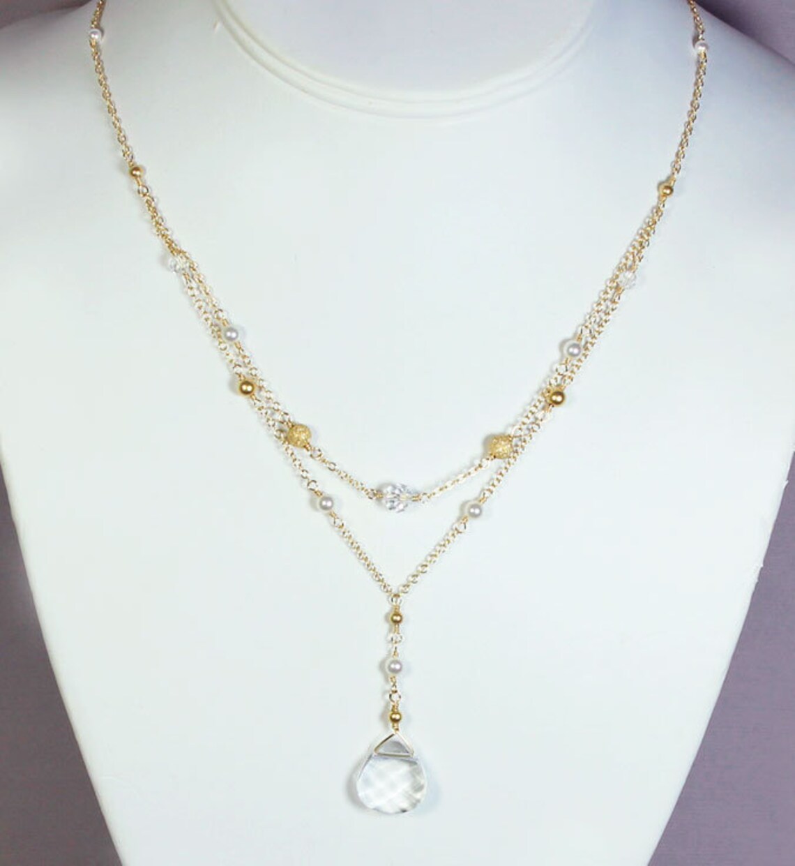 Bridal Jewelry Set Crystal Teardrop Necklace Earrings Etsy