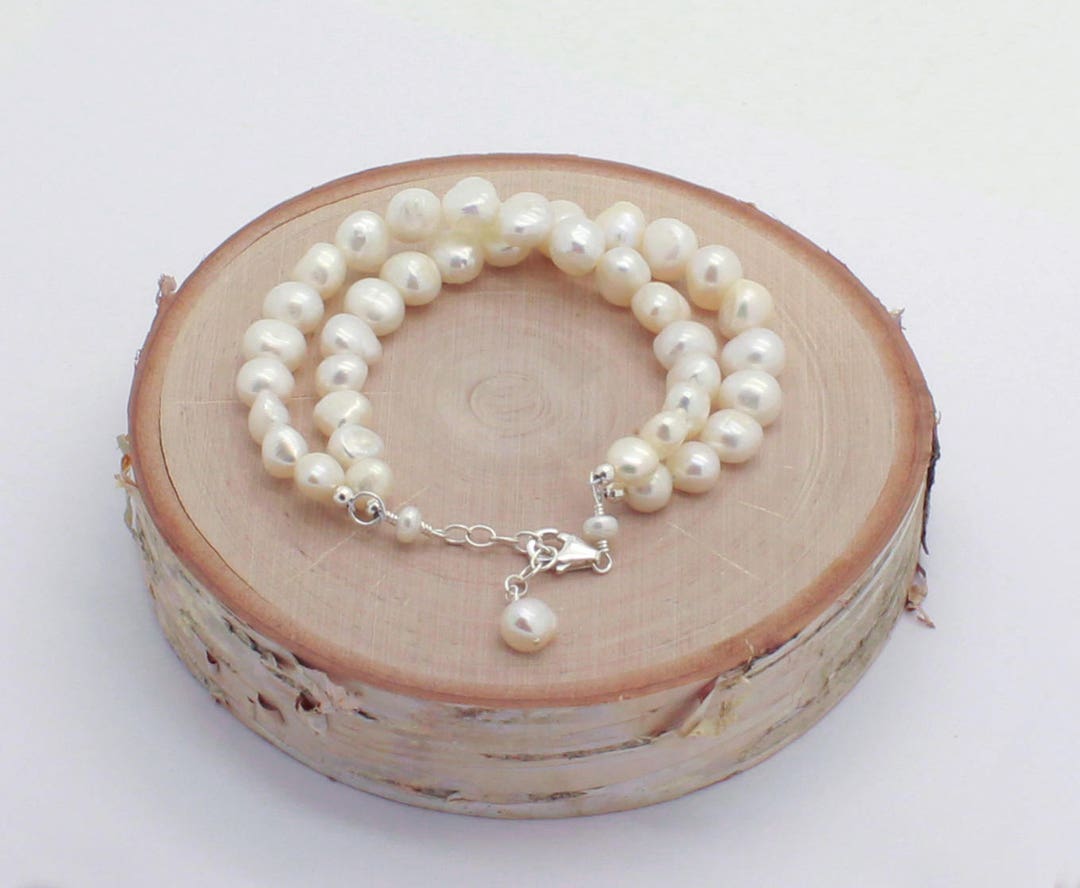 Freshwater Pearl Bracelet, Double Strand, Beach Wedding Bracelet ...