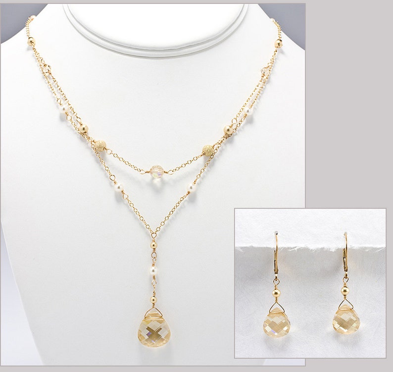 Champagne Bridal Jewelry Set Wedding Jewelry Set Gold Etsy