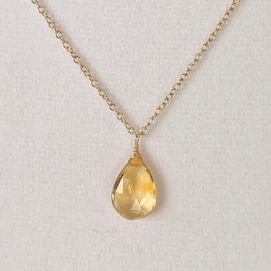 Large Citrine Pendant Necklace, November Birthstone Necklace, Yellow Citrine Jewelry