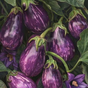 Organic Black Beauty Eggplant Seeds Solanum Melongena Purple Pear Shaped Vegetable Garden Plant