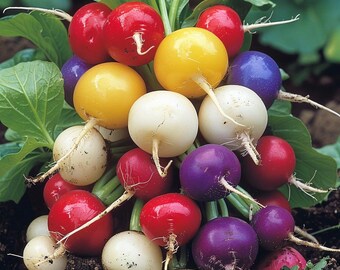 Semillas de rábano redondo Raphanus sativus, hortaliza tradicional, sin OMG, fácil de cultivar, para interior y exterior. Culinario.