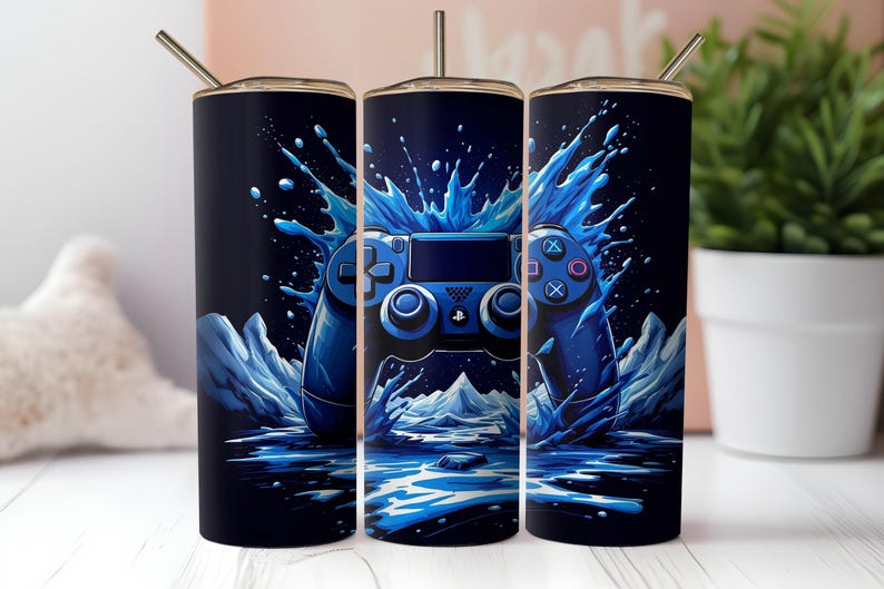 Game Controller Tumbler Wrap PNG, PS5 Gamer 20 Oz Sublimation Design ...