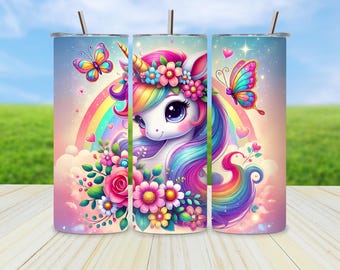 Cute Unicorn Tumbler Wrap, 20oz Glitter Tumbler PNG, Sparkle Sublimation Design, Fantasy Unicorn Digital Download, Kids & Adults Tumbler