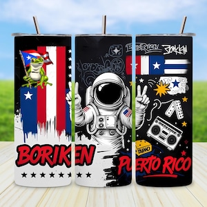 Puerto Rico Tumbler Wrap PNG, Boricua Flag Tumbler Design, PR Sublimation Wrap, Soy Boricua Digital Download, Puerto Rico Pride PNG