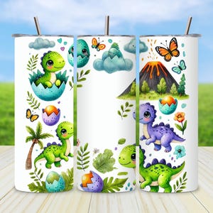 Dinosaur Tumbler Wrap PNG, Funny Dino 20 oz Tumbler Design, Skinny Tumbler Sublimation, Digital Download, Cute Prehistoric Cup Wrap