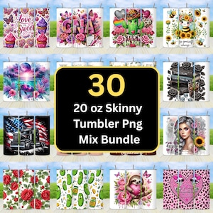 Variety Pack Mega Tumbler Wrap Bundle Digitale Sublimationsdesigns 20 Unzen Skinny Drinkware Druckbare PNG Wraps