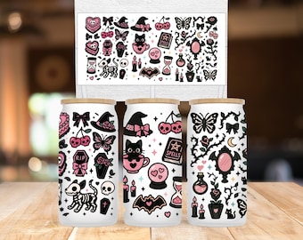 Pink Halloween Can Wrap: Coquette Boho Fall Design (PNG Digital Download)