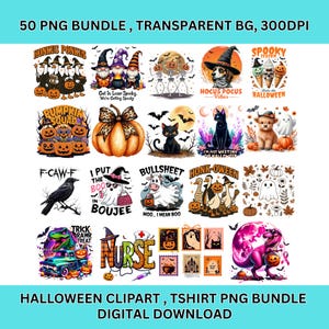 50 Halloween Png Bundle, Halloween Sublimation Designs, Spooky Season Png, Ghost T-shirt, Pumpkin Png, Fall Png, Retro Halloween Png