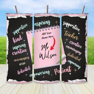 Teacher Tumbler Wrap, Teacher Appreciation Png, Custom Name Tumbler Design, 20 oz Skinny Sublimation, Printable Teacher Gift