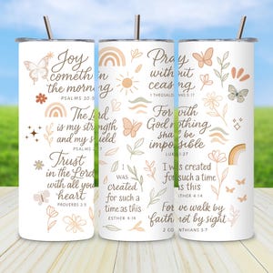 Christian Tumbler Wrap: Faith & Bible Verse 20oz Skinny Sublimation PNG (Digital Download)