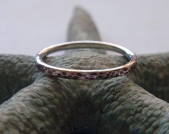 Silver Stacking Ring Oxidized and Hammered Sterling Silver Band