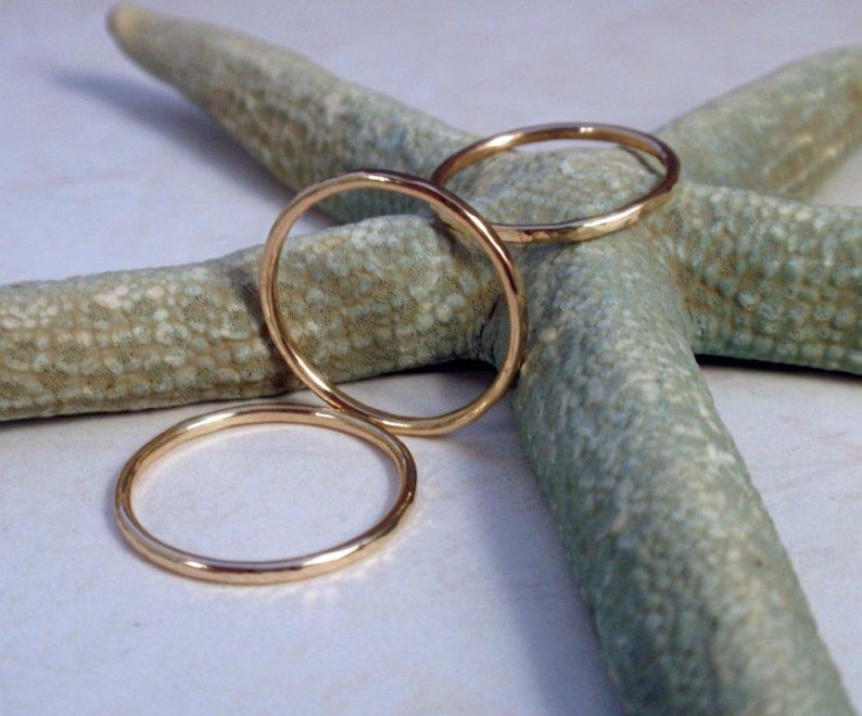 Gold Stacking Ring Set Stunning 14K Gold Hammered Rings | Etsy