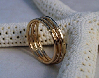 Gold Stacking Ring Set Stunning 14K Gold Hammered Rings