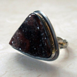 Druzy Ring in Oxidized Sterling Silver Size 9 image 2