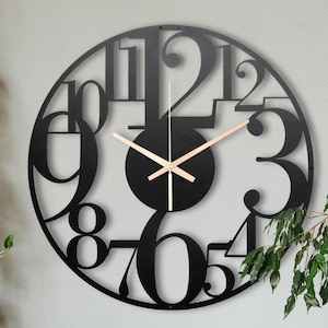Large Wall Clock 80Cm, Asymmetric Metal Unique Wall Clock: Modern Home Decor, Silent Sweep Battery Operated Wall Clock, Mother's Day Gift