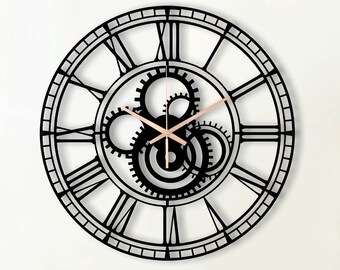 Gear Oversized Wall Clock, Silent Modern Clocks For Home Decor, Fathers Day Gift