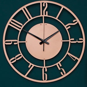 Copper Clock, Large Wall Clock 80Cm, Metal Unique Wall Clock, Silent Sweep Battery Operated Copper Wall Clock, Mother's Day Gift