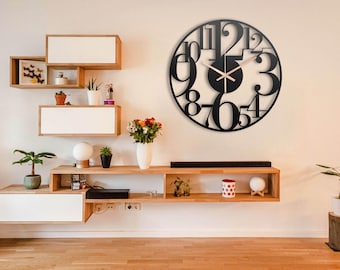 Oversized Wall Clock, Unique Industrial Style Non Ticking Clocks, Fathers Day Gift
