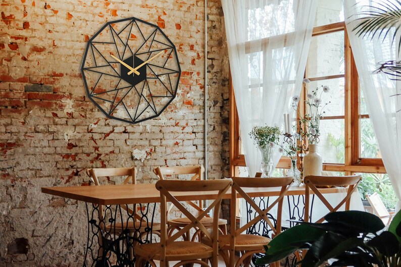 Image showcasing Geometric Wall Clock, Metal Wall Clock, Oversized Wall Clock ...