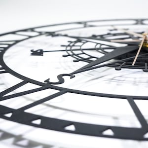 Compass Modern Laser Cut Wall Clock – Sleek and Silent, Large Metal Wall Clock, Gifts for Her – Elegant Clock for a Timeless Moment