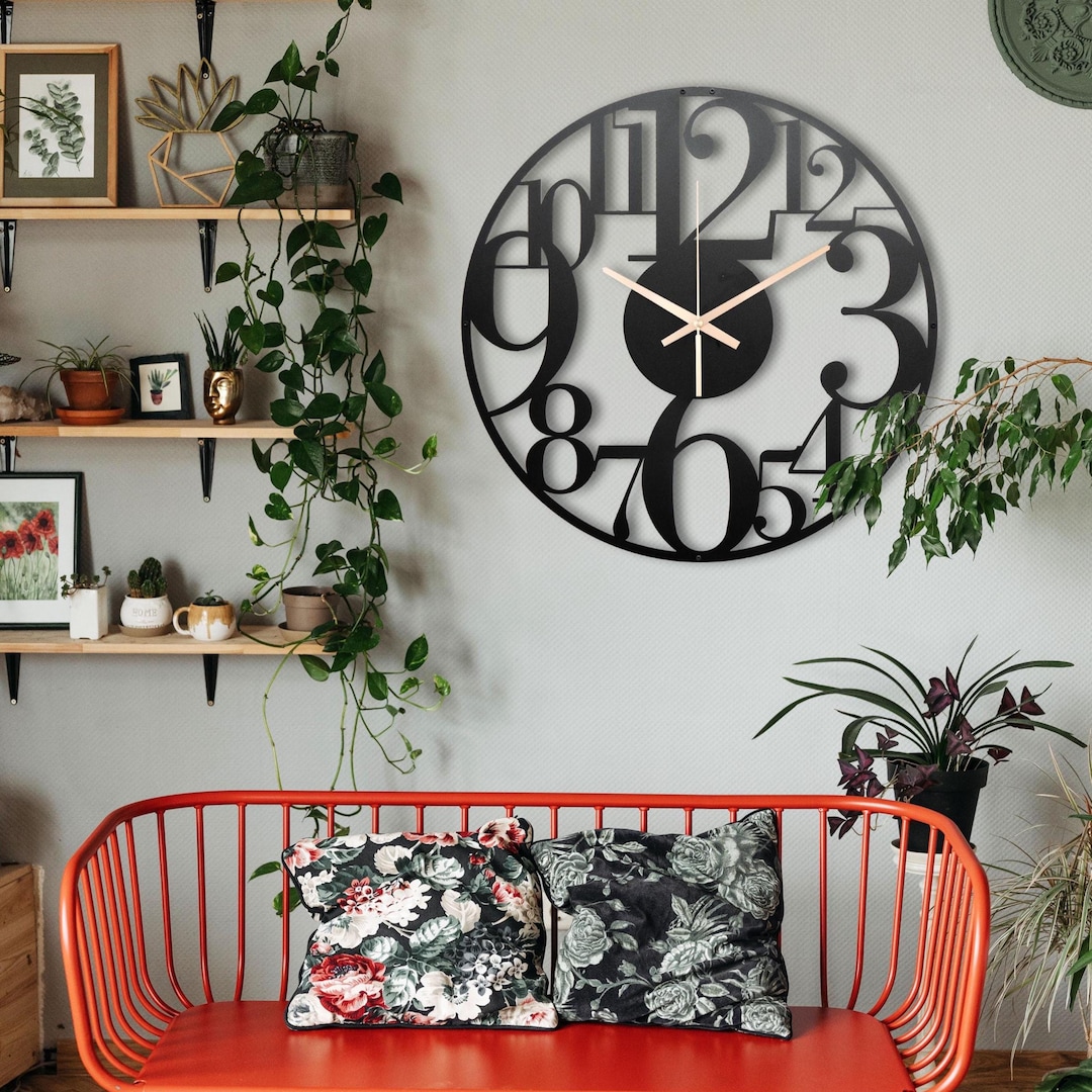 Large Wall Clock 80cm,asymmetric Metal Unique Wall Clock: Modern Home  Decor, Silent Sweep Battery Operated Wall Clock, Thanksgiving Gift