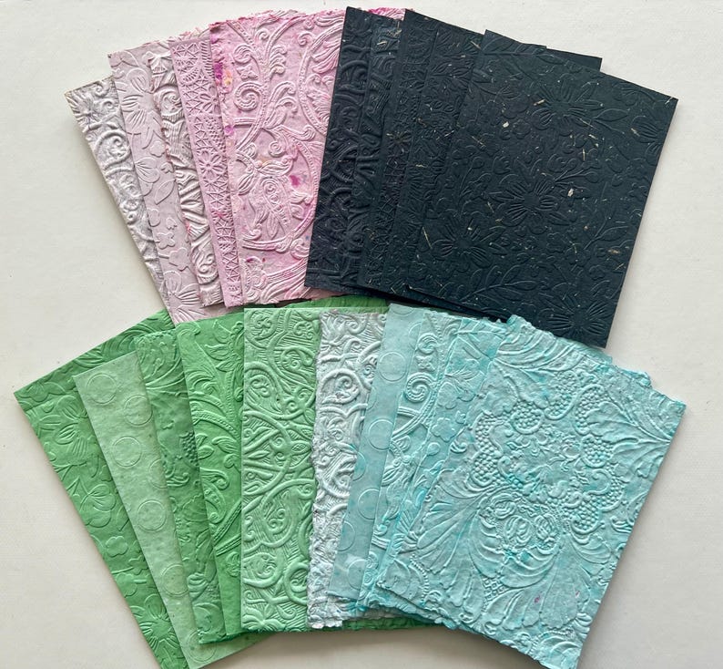 Set of Twenty 4x6 Embossed Handmade Papers - Etsy