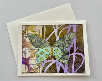 Collage butterfly notecard greeting card handmade