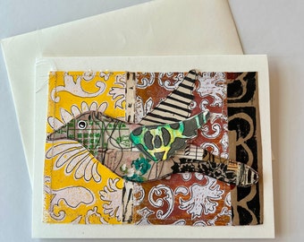 Collage bird notecard greeting card handmade