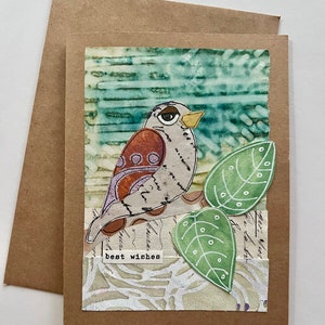 Collage Vogel Notecard beste Wünsche Notecard Grußkarte handgemacht