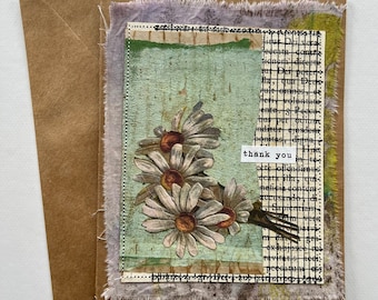 Collage floral notecard thank you card handmade