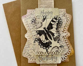 Happy Birthday collaged card handmade gift for her