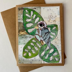 Collage Vogel Klappkarte Grußkarte Grußkarte blanko Klappkarte handgemacht 13 x 15 cm