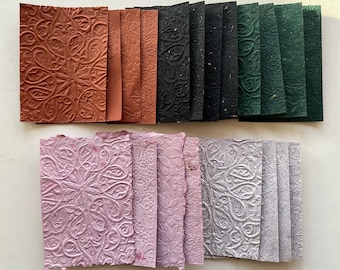 Set of twenty 4x6 embossed handmade papers