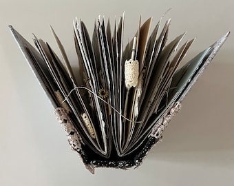 手作りのアンティーク調ビクトリア朝の鳥と花のジャーナル、ハードカバー製本ジャーナル、ヴィンテージのエフェメラ、ファブリックジャーナル、スクラップブックジャーナル、アップサイクル