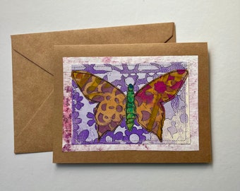 Collage butterfly notecard greeting card handmade