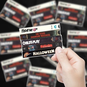 Classic Slasher VHS Stack Sticker | Horror Sticker | Sticker for horror fans | Halloween | Glossy Vinyl Stickers