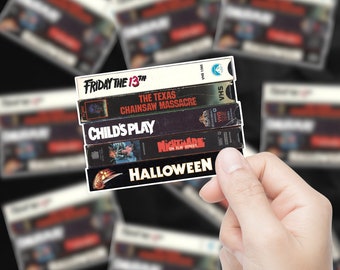 Classic Slasher VHS Stack Sticker | Horror Sticker | Sticker for horror fans | Halloween | Glossy Vinyl Stickers