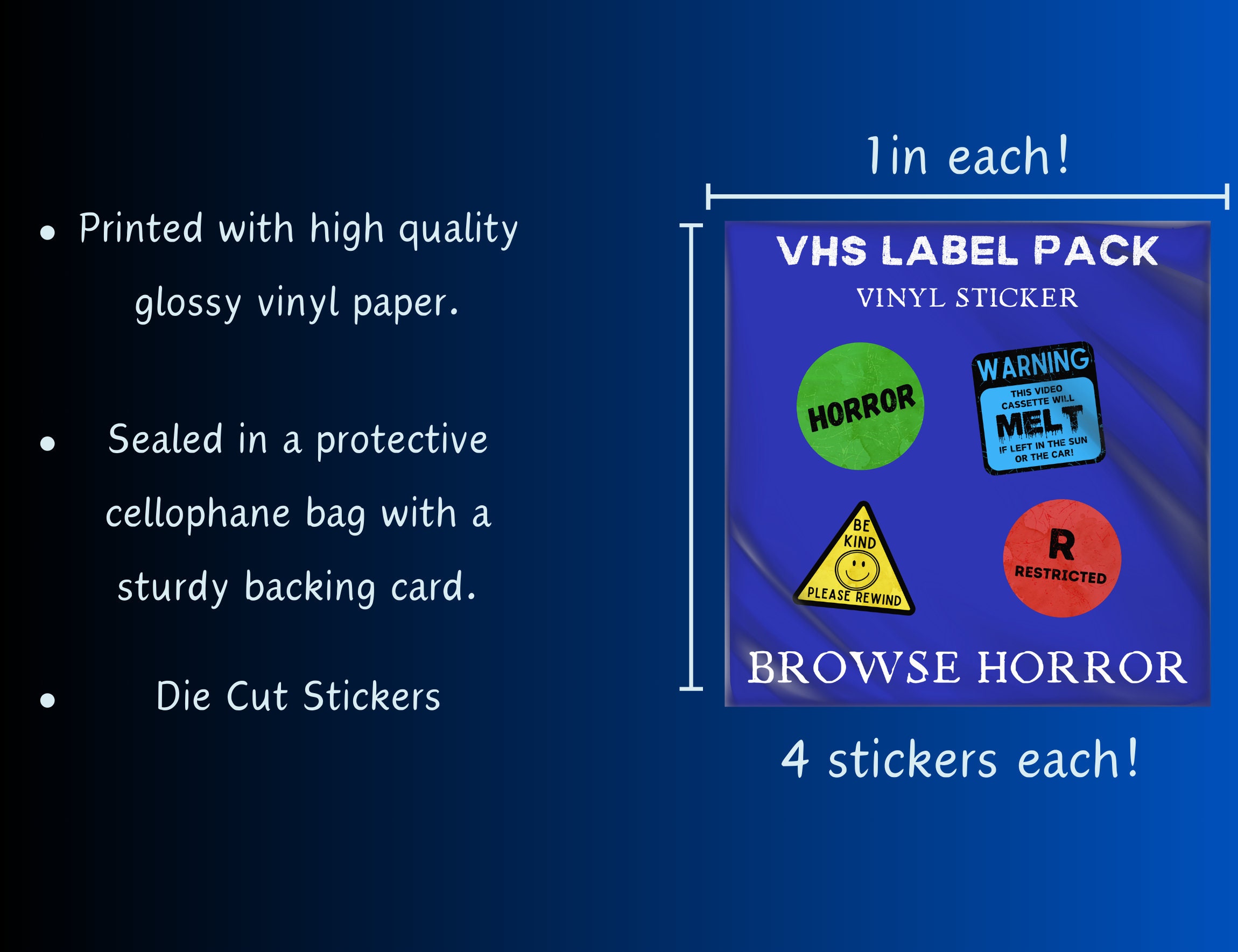 VHS Label Sticker Pack | Horror Sticker | Sticker for Horror Fans