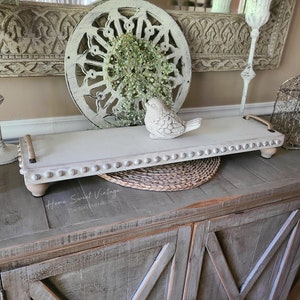 Farmhouse long table riser tray wood bead design